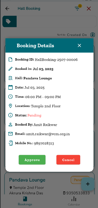 Booking Details Screen